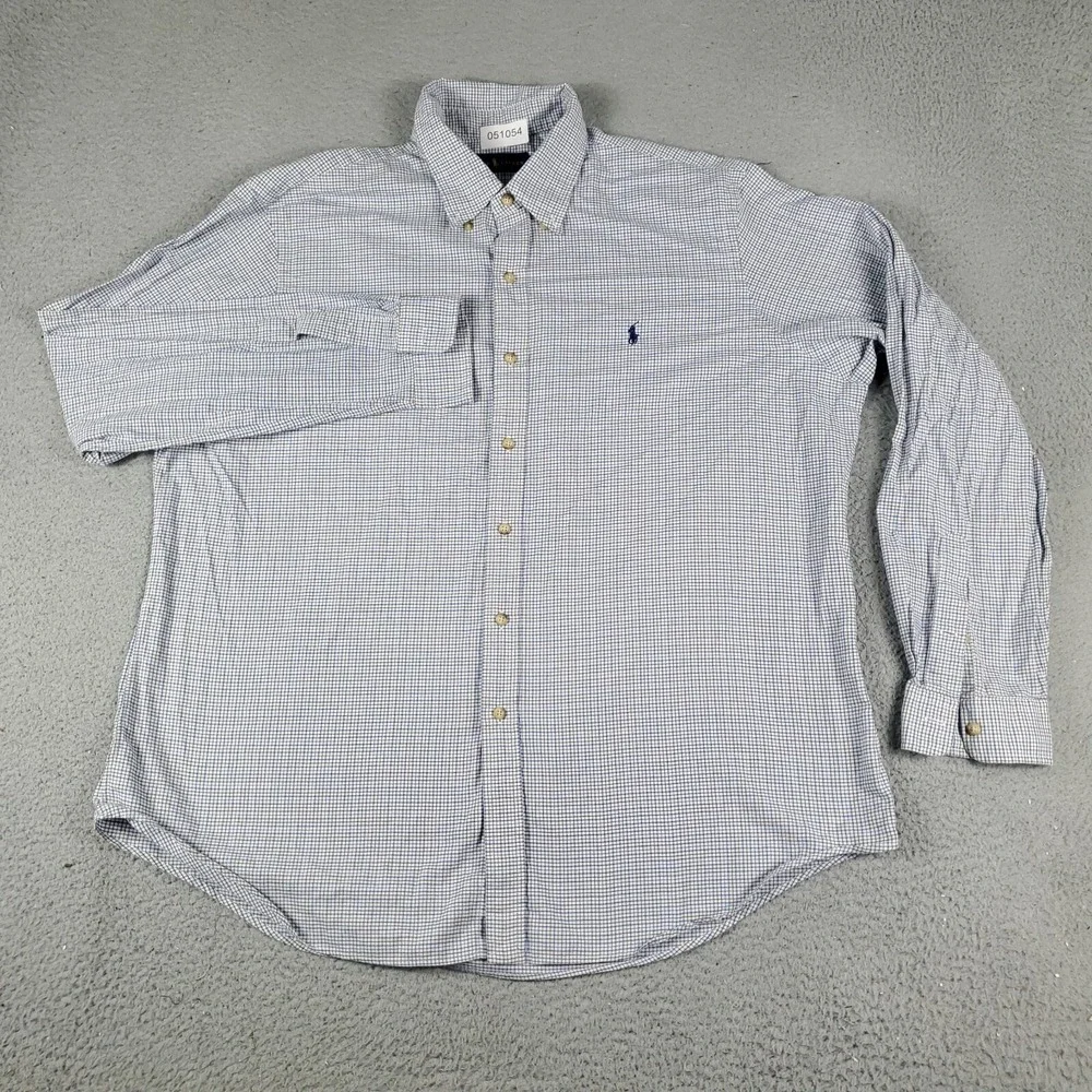Ralph Lauren Shirt Mens 2XL Blue Check Pony Casual Button Up Long Sleeve - Picture 3 of 7